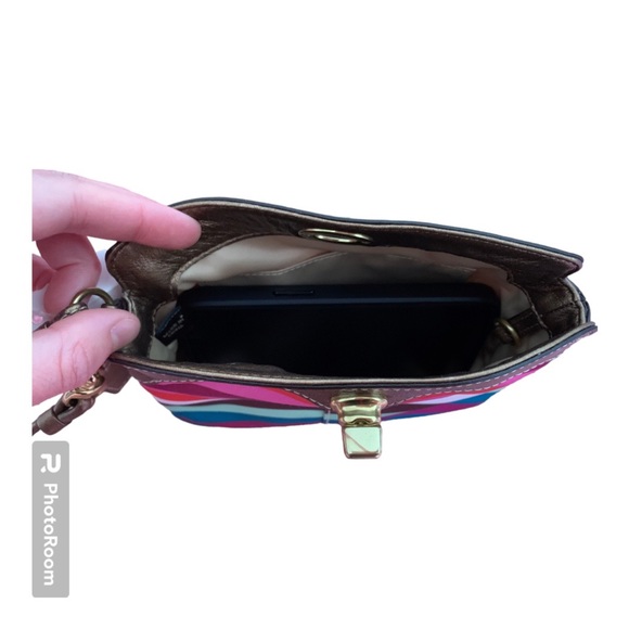 Coach large silk multi color stripe wristlet - Picture 5 of 5